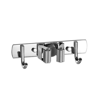 GripLock™ Stainless Steel Wall Mount Mop & Broom Holder – Space-Saving Hook for Kitchen & Bathroom Organization